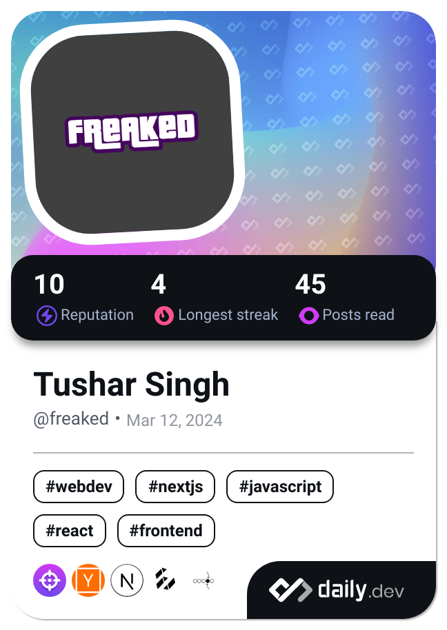 Tushar Nagar's Dev Card