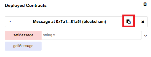 Copy deployed contract address