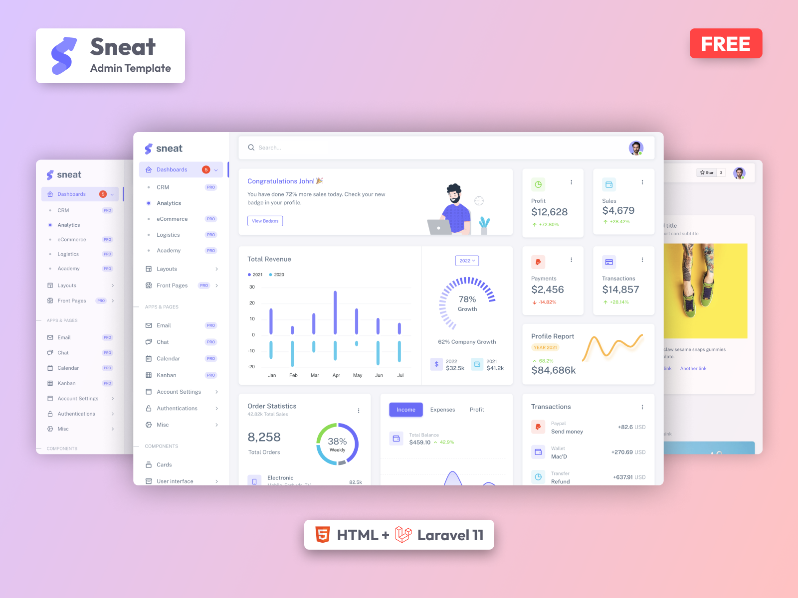 Sneat - Bootstrap 5 HTML Laravel Admin Template Demo Screenshot